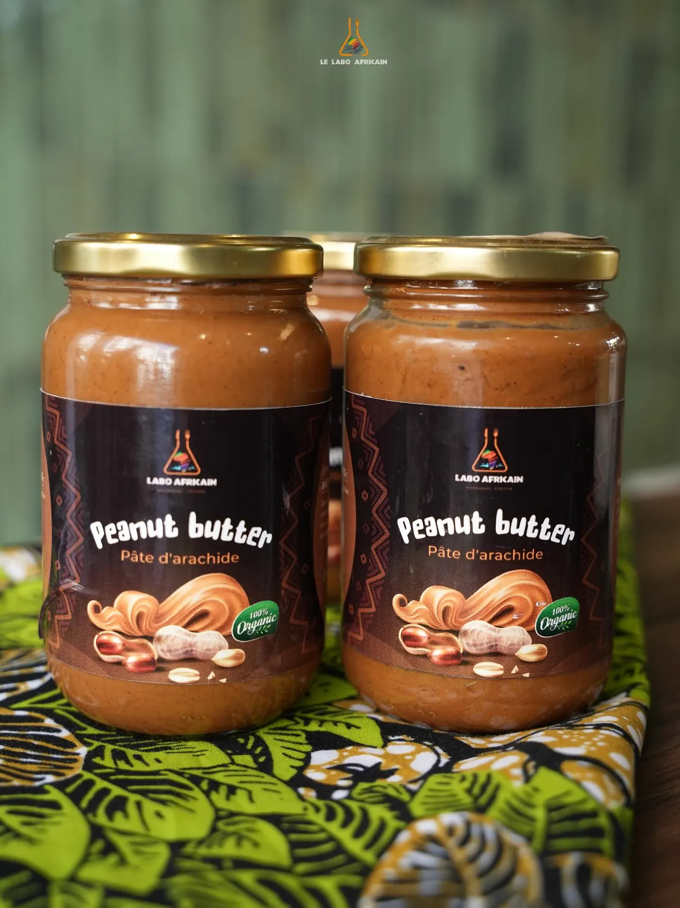 Jars of house-made peanut butter under the Le Labo Africain label